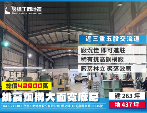 挑高鋼構437大面寬廠房